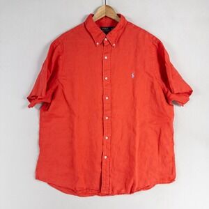 Polo Ralph Lauren Shirt Mens XXL Red Classic Fit Short Sleeve Button Down Casual